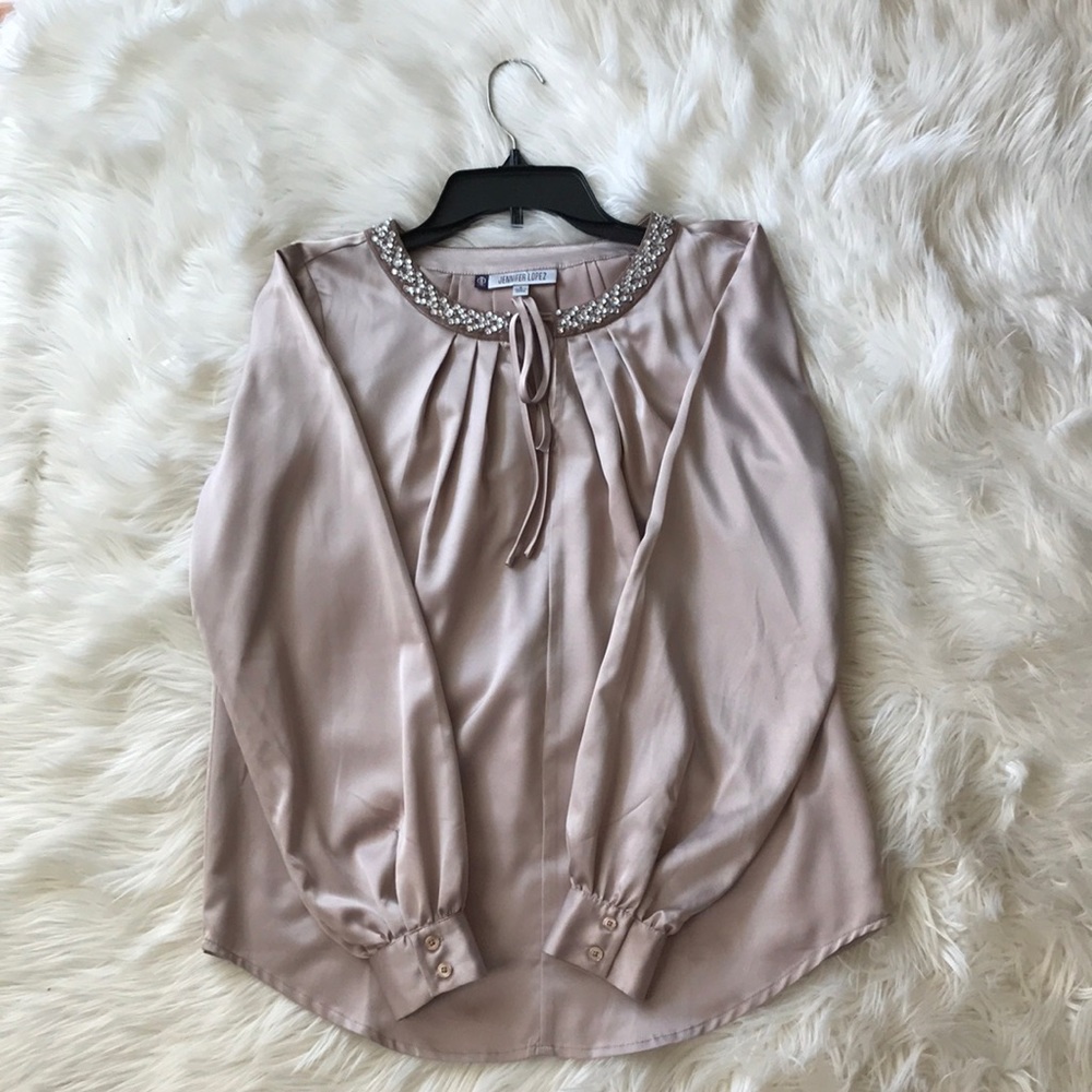 Jennifer Lopez Pale Pink Blouse Size Small - Picture 1 of 6